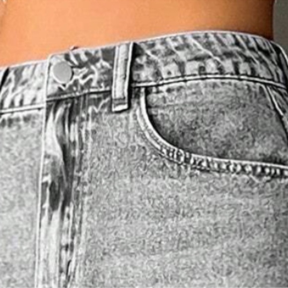 Boho Light Grey Raw Hem Jean Denim Pockets Maxi Skirt XS S M L - Picture 4 of 4